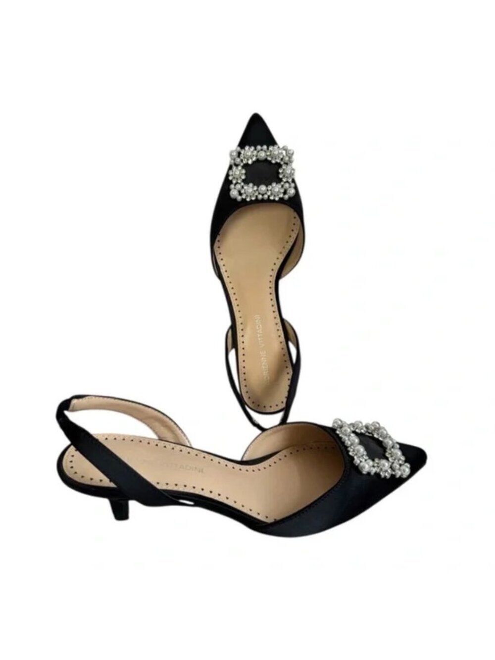 Adrienne Vittadini Women's Suze Embellished Sling Back Pumps size 6.5